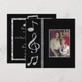 Muziek overvalt diamantshimmer op zwart huwelijk kaart (Voorkant / Achterkant)