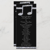 Muziek overvalt diamantshimmer op zwart huwelijk programmakaart (Voorkant / Achterkant)