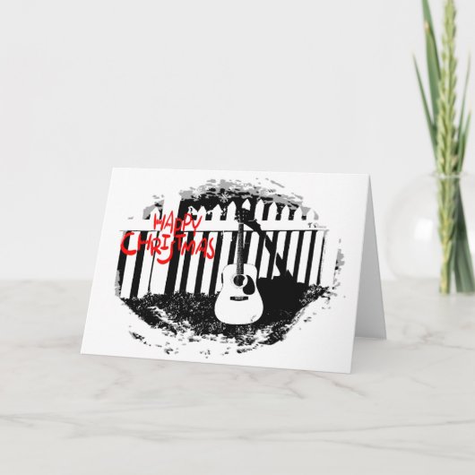 Muziek overvalt Kerstmis - Akoestische gitaarkerke Feestdagen Kaart (Voorkant)