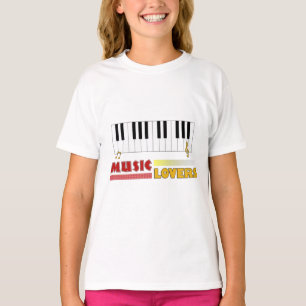Muziek overvalt Piano Word Art kleurrijk T-shirt