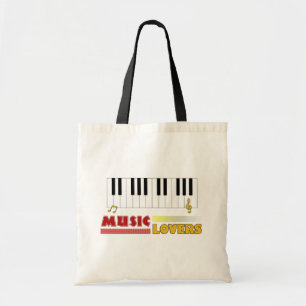 Muziek overvalt Piano Word Art kleurrijk Tote Bag