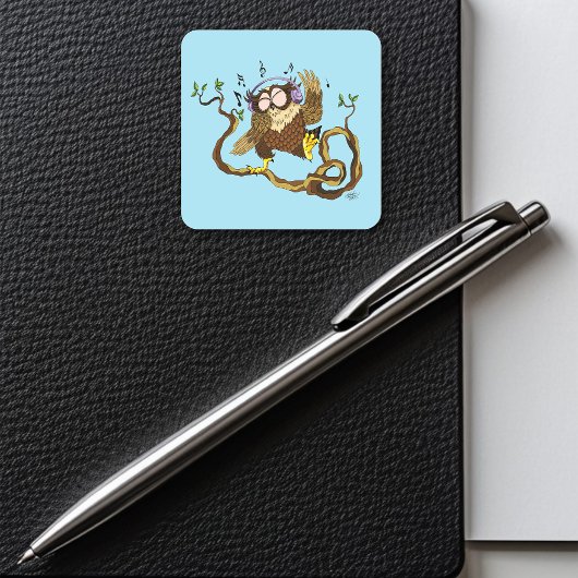Muziek Owl Vierkante Sticker