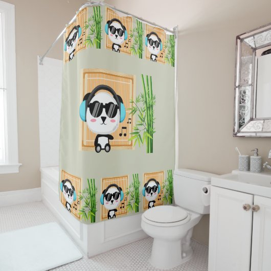 muziek panda douchegordijn (In situ)
