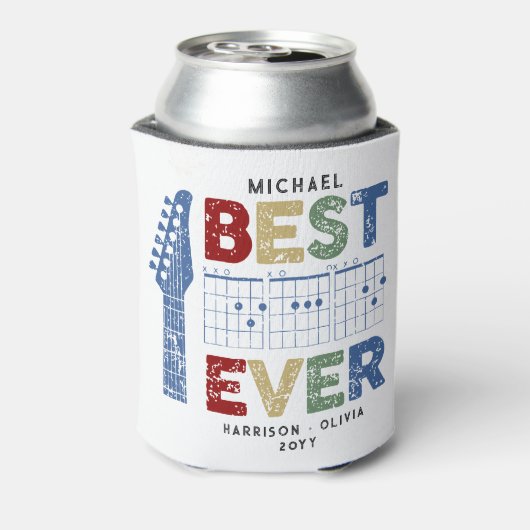 Muziek Papa Beste Papa Ooit Gitaar akkoorden geper Blikjeskoeler (Blikje Achterkant)