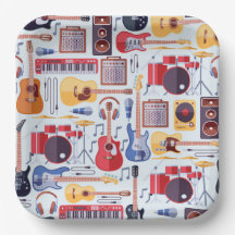 Muziek Papieren Borden, Muziekinstrumenten Feestje