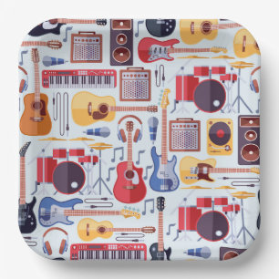 Muziek Papieren Borden, Muziekinstrumenten Feestje Bordje