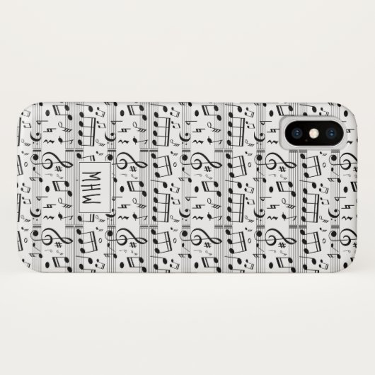 Muziek Patroon aangepaste monogram telefoonhoesjes Case-Mate iPhone Case (Achterkant (horizontaal))