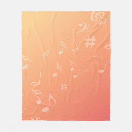 Muziek peach fleece deken (Voorkant)