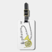 Muziek Personeel en Franse hoorntekening met Initi Bagagelabel (Voorkant verticaal)