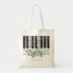 muziek piano aquarel blad tote bag