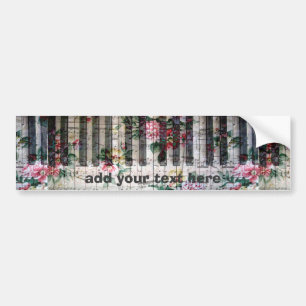 Muziek Piano  Bloemen Bumpersticker