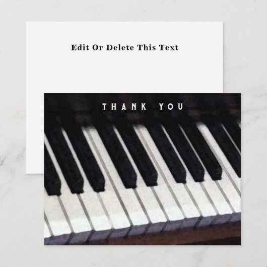 Muziek Piano Dank u wel Bedankkaart (Voorkant / Achterkant)