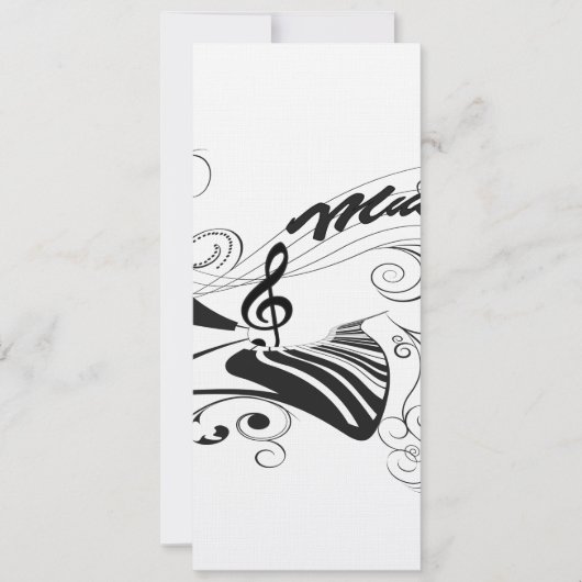 Muziek, piano en gehakt met bloemelementen kaart (Voorkant)