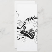 Muziek, piano en gehakt met bloemelementen kaart (Voorkant / Achterkant)