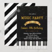 Muziek piano feest verjaardagsuitnodiging kaart (Voorkant / Achterkant)