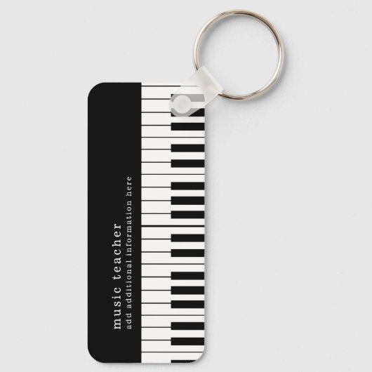 Muziek Piano Keys Docer Elegant B&W Sleutelhanger (Achterkant)