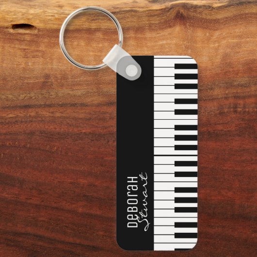 Muziek Piano Keys Docer Elegant B&W Sleutelhanger (Voorkant)