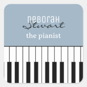 Muziek Piano Keys Docer Elegant Dusty Blue Vierkante Sticker (Voorkant)