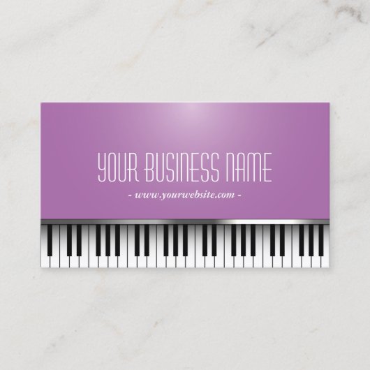 Muziek Piano Keys Elegant Paarse Visitekaartje (Voorkant)