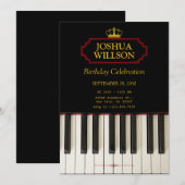 Muziek Piano Keys Uitnodiging voor verjaardag (Voorkant / Achterkant)