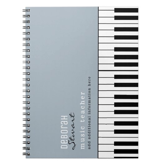 Muziek Piano-leraar Elegant Dusty Blue Notitieboek (Voorkant)