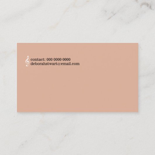 Muziek Piano-leraar Elegant Dusty Roos Visitekaartje (Achterkant)