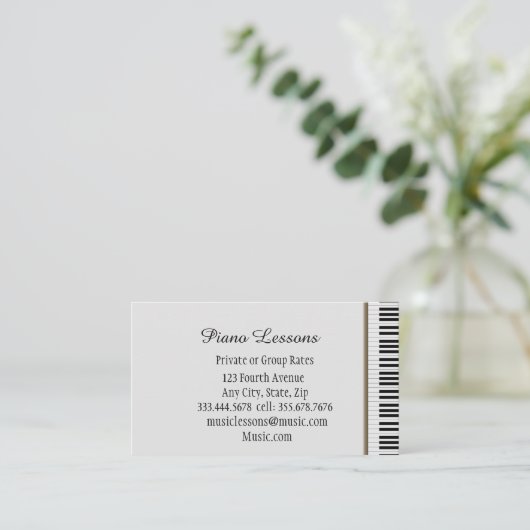 Muziek Piano Lessons Teacher Instructor Tutor Visitekaartje (Staand voorkant)