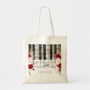 Muziek Piano Marsala Bloemen Naam Tote Bag