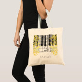 Muziek Piano Mimosa Bloemen Naam Tote Bag (Voorkant (product))