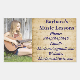 Muziek, piano of Violin Lessons Promotionele Stick Rechthoekige Sticker