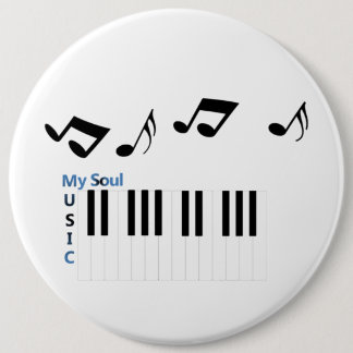 Muziek Piano Toets Muzieknoot Ronde Button 6,0 Cm