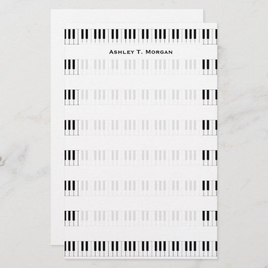 Muziek: Piano-toetsenbordpatroon Briefpapier (Voorkant / Achterkant)