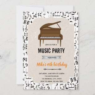 Muziek piano verjaardagsfeest thema kaart
