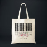 Muziek Piano Wildbloemen Bloemen Bloemnaam Tote Bag<br><div class="desc">muziekpiano floral persoonsgebonden naamzak</div>