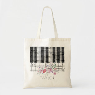 Muziek Piano Wildbloemen Bloemen Bloemnaam Tote Bag