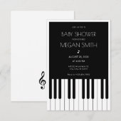 Muziek piano zwart-wit baby shower kaart (Voorkant / Achterkant)