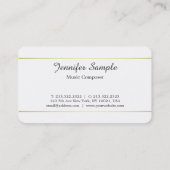 Muziek Pianoleraar Composer Professioneel Elegant Visitekaartje (Achterkant)