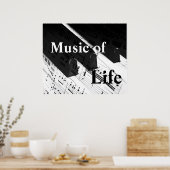 Muziek: Pianotoetsen en notities afdrukken Poster (Keuken)