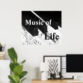 Muziek: Pianotoetsen en notities afdrukken Poster (Thuiskantoor)