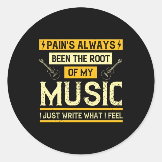Muziek - Pijn is de basis van mijn muziek Ronde Sticker (Voorkant)