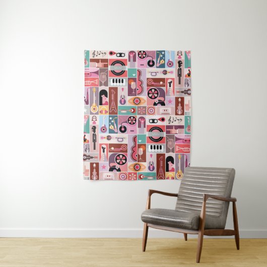 Muziek pop kunst wandkleed (In situ)