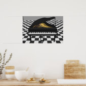 Muziek Poster: Grand Piano en Tegels: 3D-model Poster (Keuken)
