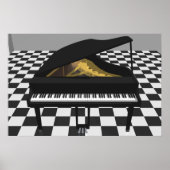 Muziek Poster: Grand Piano en Tegels: 3D-model Poster (Voorkant)