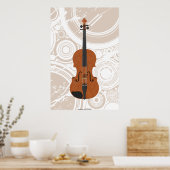 Muziek Poster: Violin 3D-model en -cirkels Poster (Keuken)
