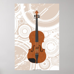 Muziek Poster: Violin 3D-model en -cirkels Poster
