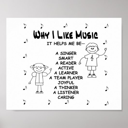 Muziek Poster "Waarom ik muziek leuk vind" (Voorkant)
