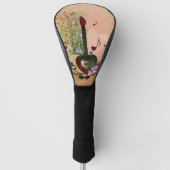 Muziek, prachtige harthakker met bloemen, vogels golfheadcover (Voorkant)