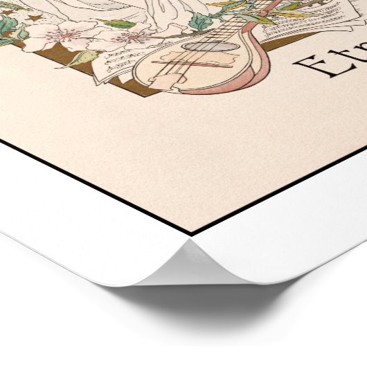  muziek print Lute Guitar Art Nouveau Book (Hoek)