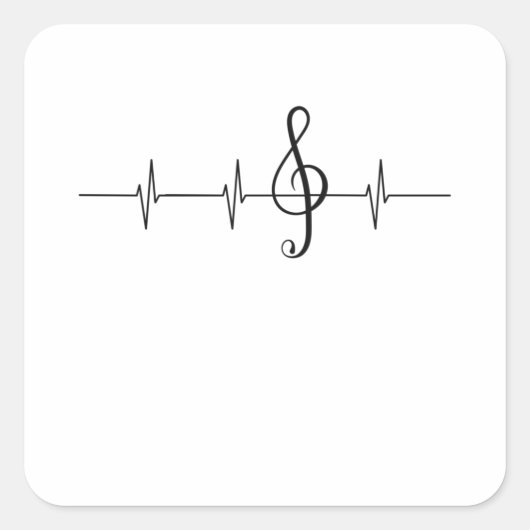 Muziek Pulse Musician Heartbeat Clef Vierkante Sticker (Voorkant)