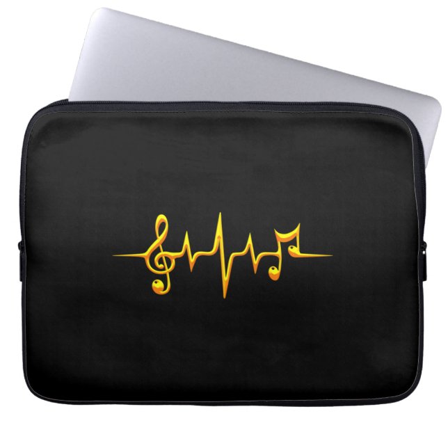 Muziek pulse Notes Clef Frequency Wave Sound Laptop Sleeve (Voorkant)